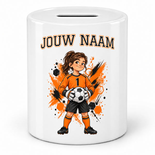 HolLand Voetbal Spaarpot - Gepersonaliseerd met naam en nummer – gepersonaliseerd voetbalcadeau