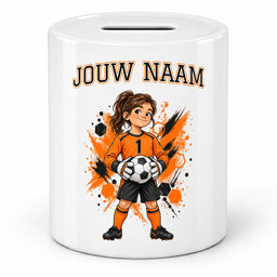 Voetbal Spaarpot - Gepersonaliseerd met naam en nummer – gepersonaliseerd voetbalcadeau