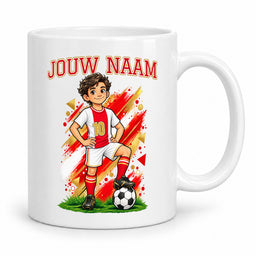 Voetbalmok met voetballer - Gepersonaliseerd met naam en nummer – foto 2 van 4