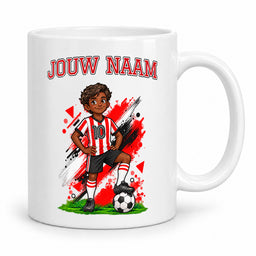 Voetbalmok met voetballer - Gepersonaliseerd met naam en nummer – foto 3 van 4