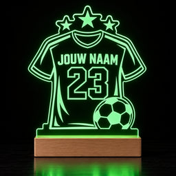 Voetbal LED Lamp met Naam - Shirt met sterren – foto 3 van 4