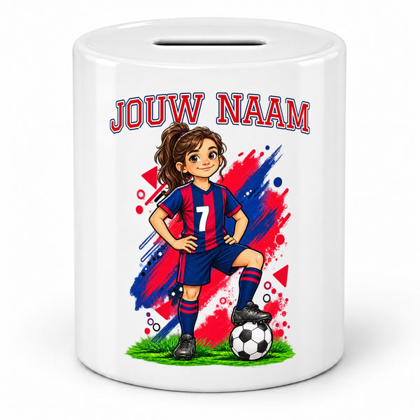 Barcelona Voetbal Spaarpot - Gepersonaliseerd met naam en nummer – gepersonaliseerd voetbalcadeau
