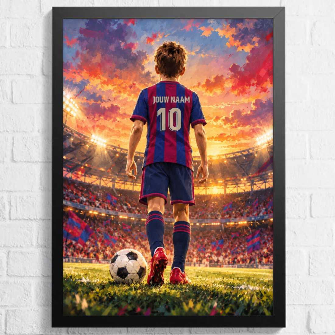 Voetbalposter - Gepersonaliseerd met naam en nummer – gepersonaliseerd voetbalcadeau
