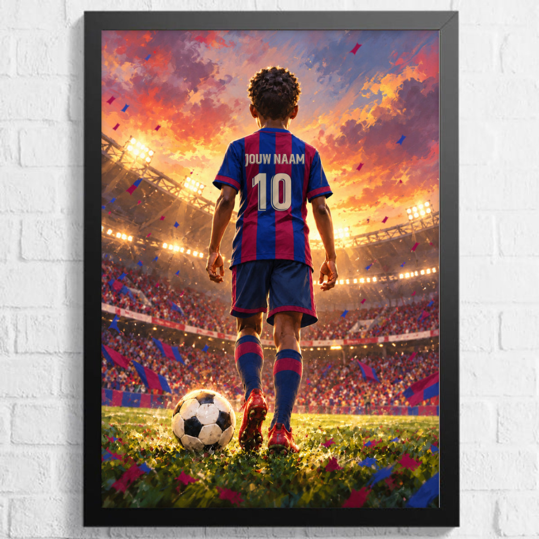 Aquarel voetbalposter, afbeelding Jongen B