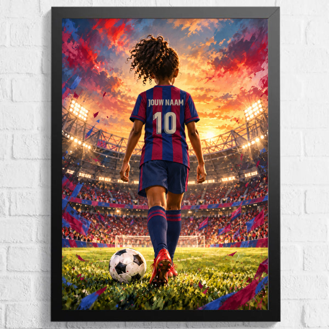 Aquarel voetbalposter, afbeelding Meisje A