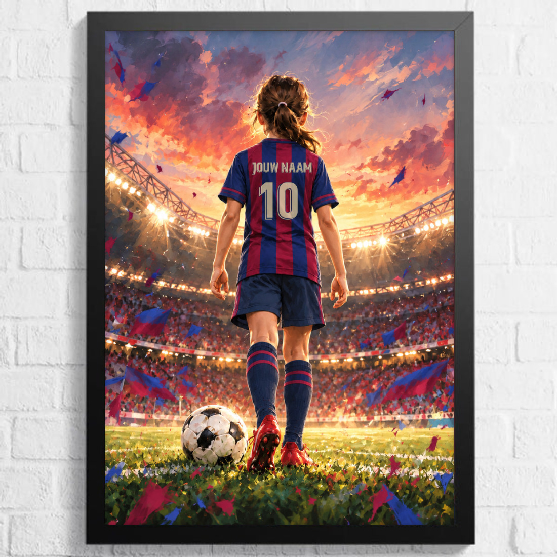 Aquarel voetbalposter, afbeelding Meisje B
