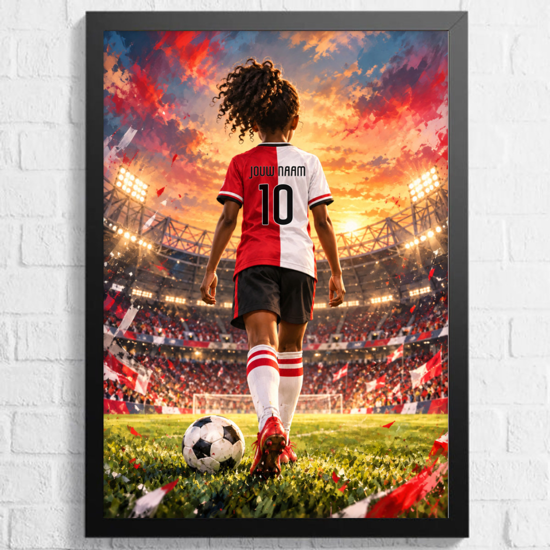 Aquarel voetbalposter, afbeelding Meisje A