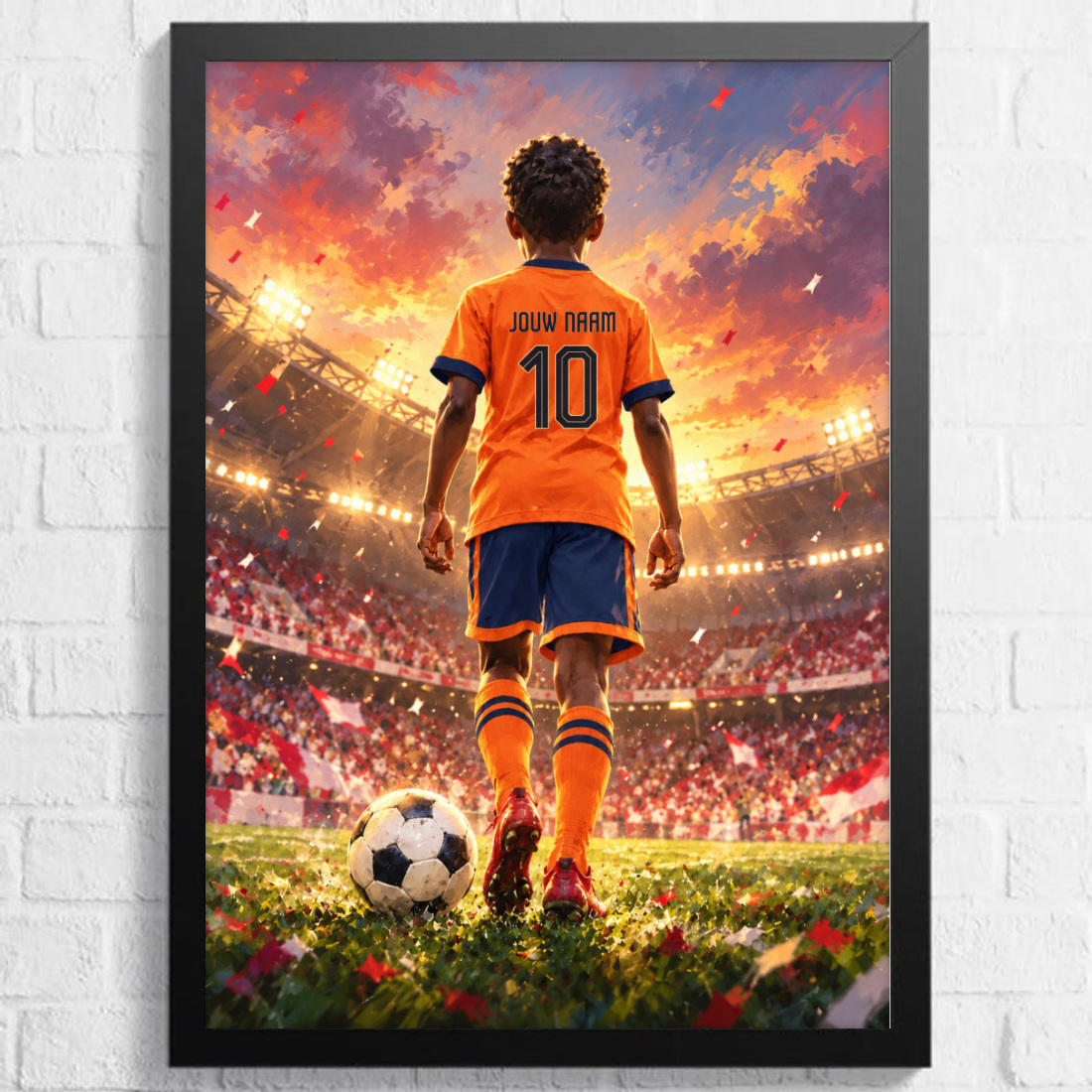 Aquarel voetbalposter, afbeelding Jongen B