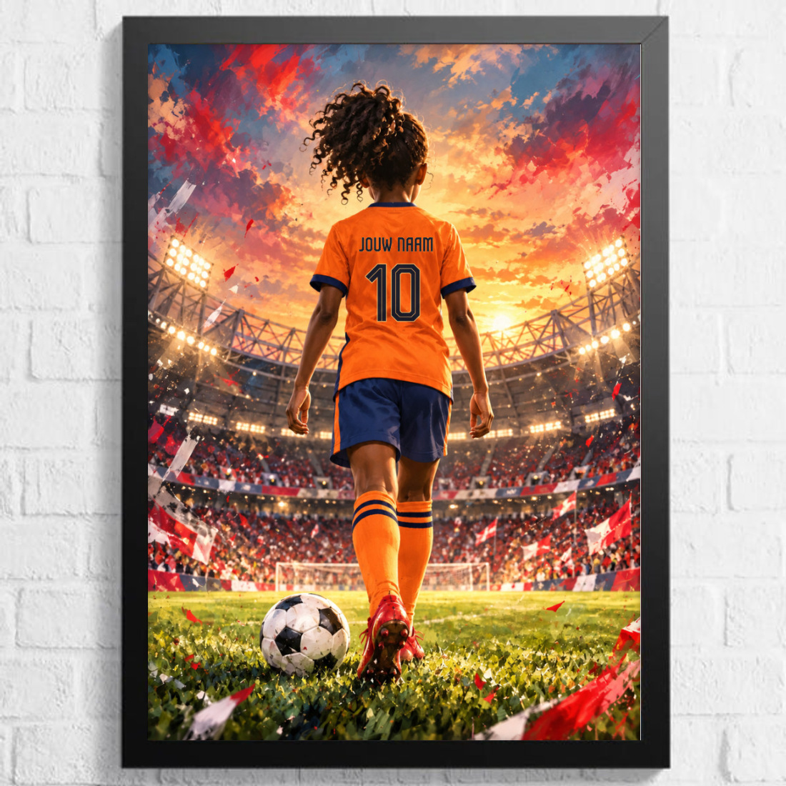 Aquarel voetbalposter, afbeelding Meisje A