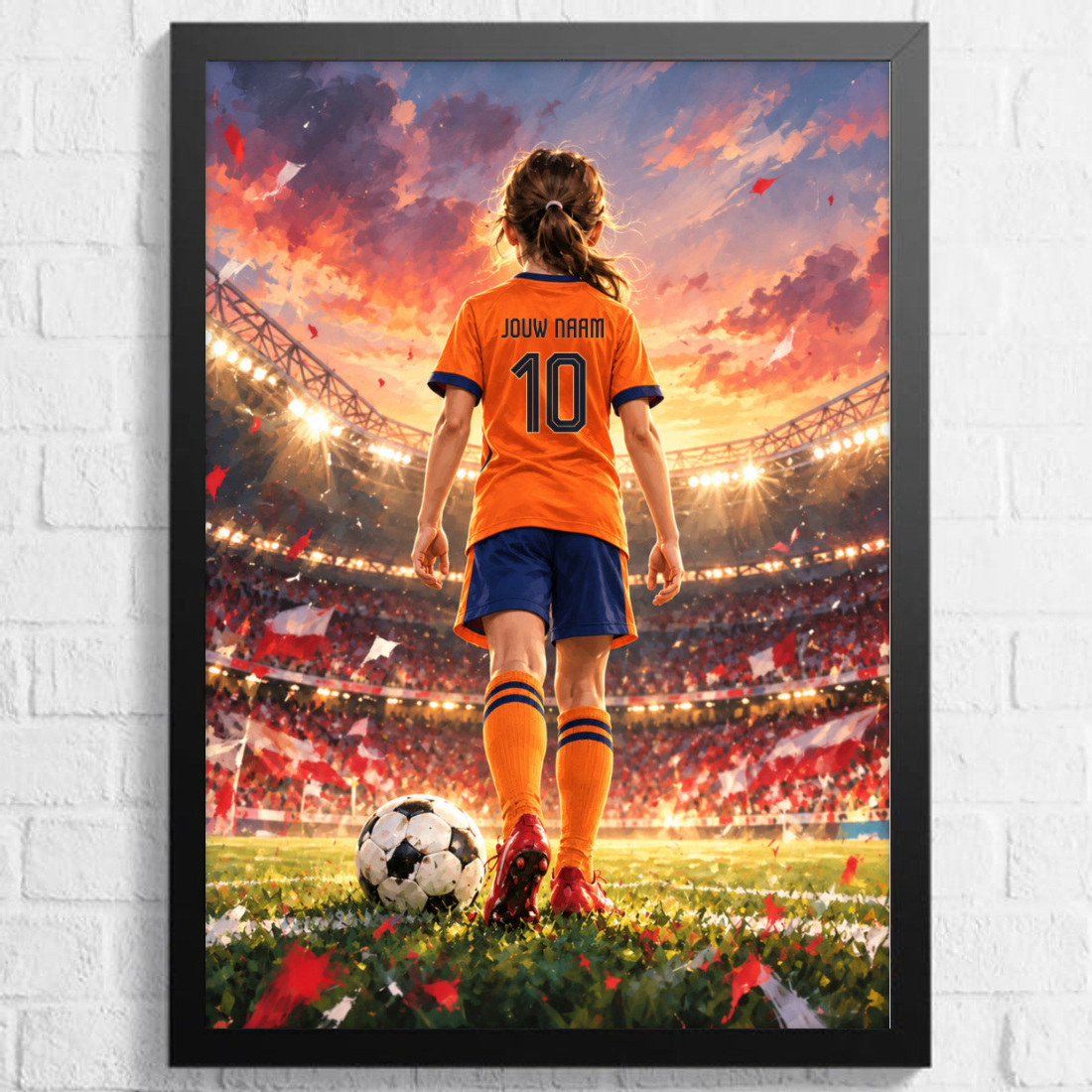 Aquarel voetbalposter, afbeelding Meisje B