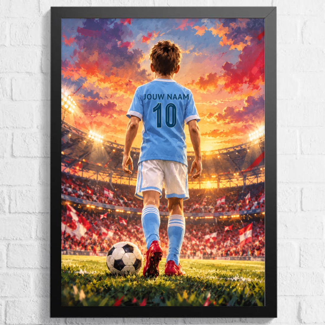 Voetbalposter - Gepersonaliseerd met naam en nummer – gepersonaliseerd voetbalcadeau