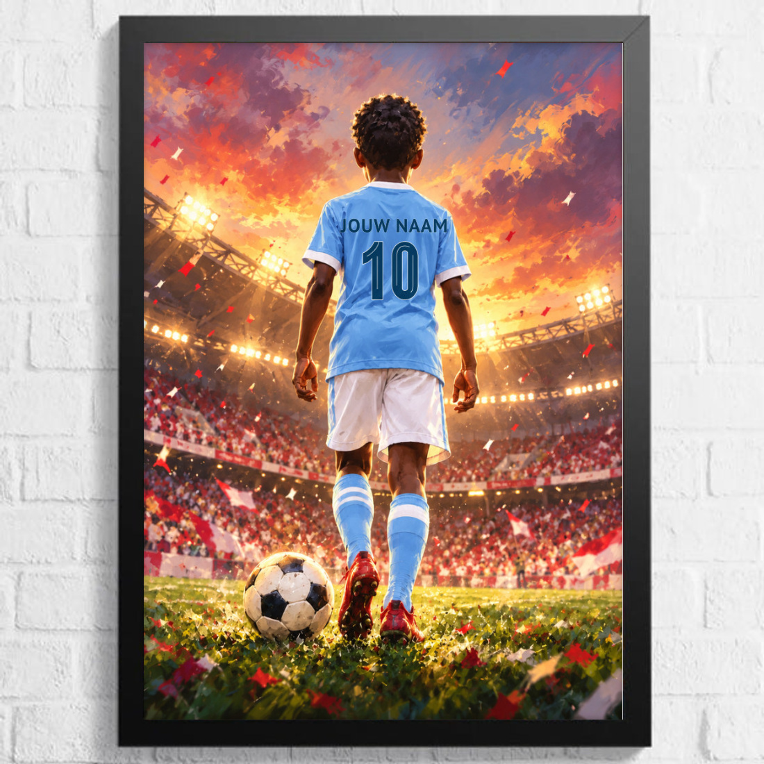 Aquarel voetbalposter, afbeelding Jongen B