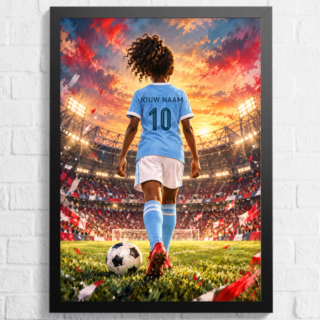 Aquarel voetbalposter, afbeelding Meisje A