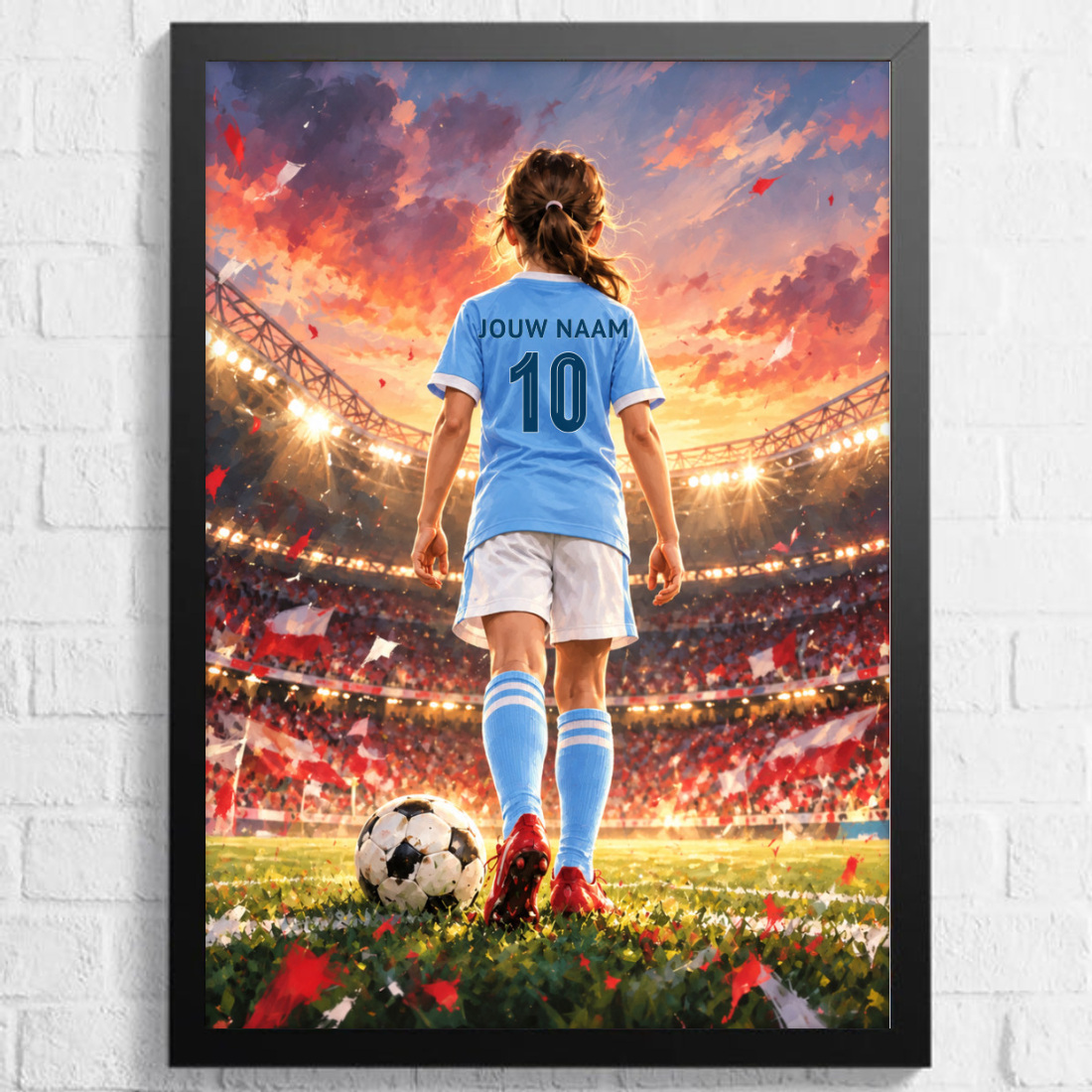 Aquarel voetbalposter, afbeelding Meisje B