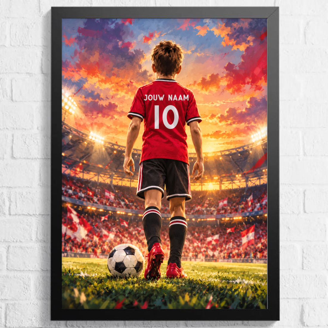Aquarel voetbalposter, afbeelding Jongen A