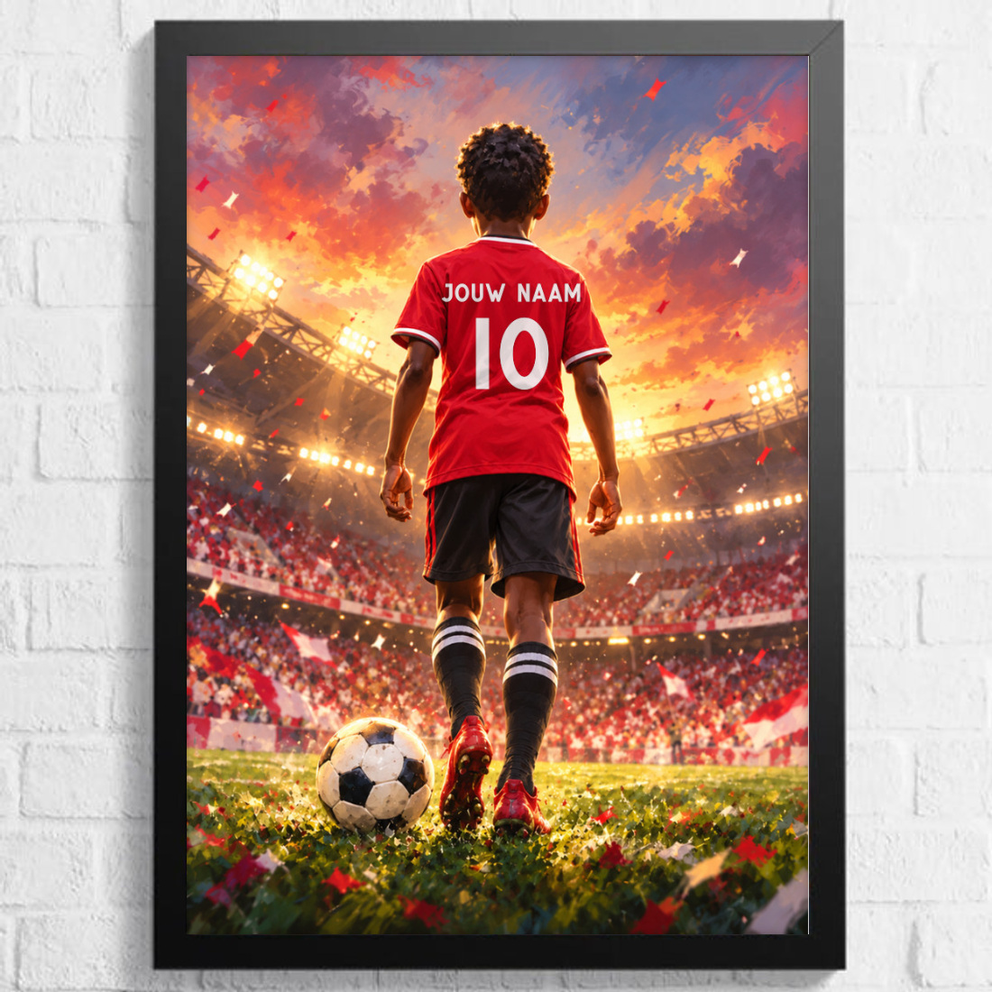 Aquarel voetbalposter, afbeelding Jongen B