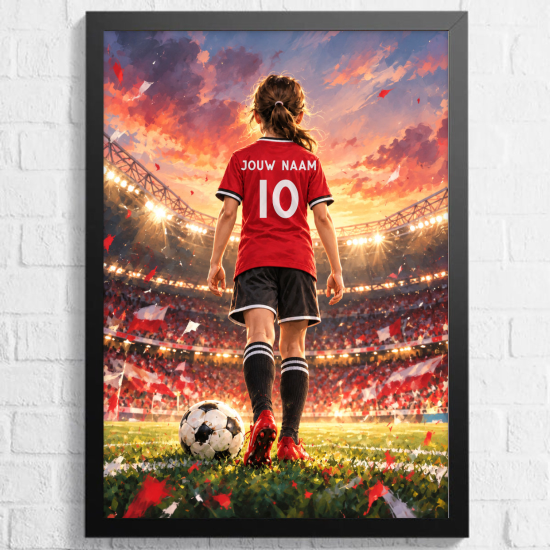 Aquarel voetbalposter, afbeelding Meisje B