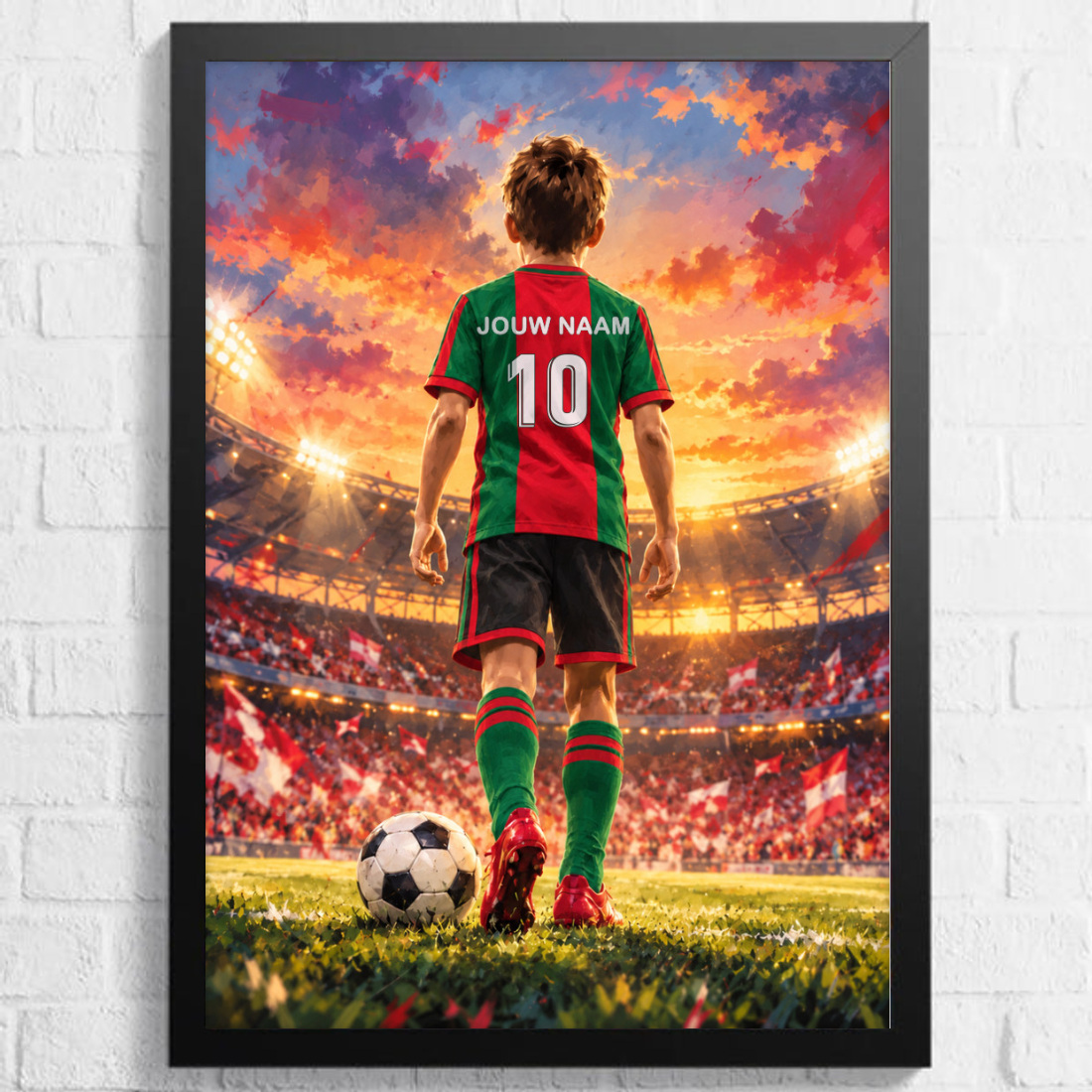 Voetbalposter - Gepersonaliseerd met naam en nummer – gepersonaliseerd voetbalcadeau