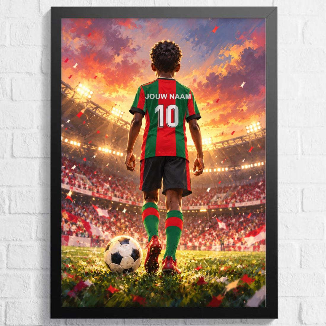 Aquarel voetbalposter, afbeelding Jongen B