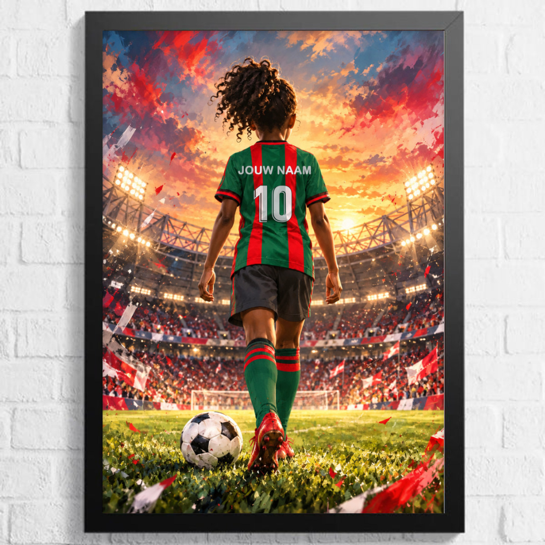 Aquarel voetbalposter, afbeelding Meisje A