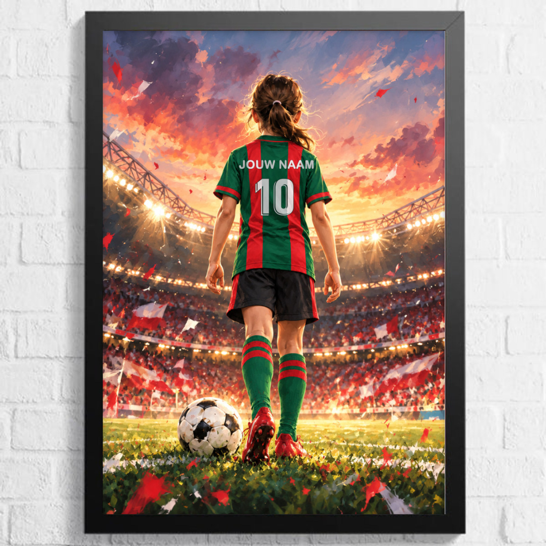 Aquarel voetbalposter, afbeelding Meisje B