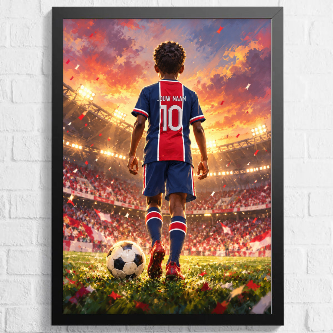 Aquarel voetbalposter, afbeelding Jongen B
