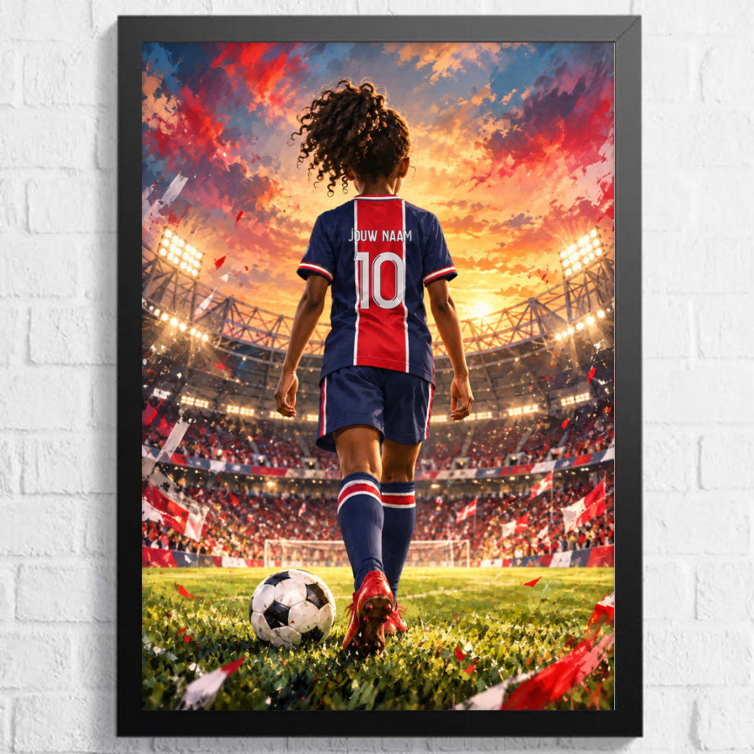 Aquarel voetbalposter, afbeelding Meisje A
