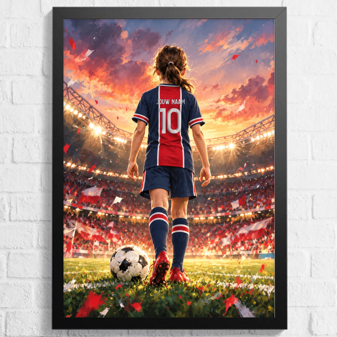 Aquarel voetbalposter, afbeelding Meisje B