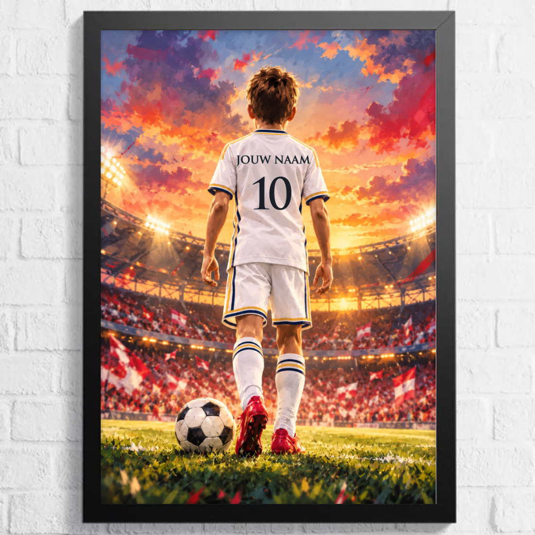 Voetbalposter - Gepersonaliseerd met naam en nummer – gepersonaliseerd voetbalcadeau