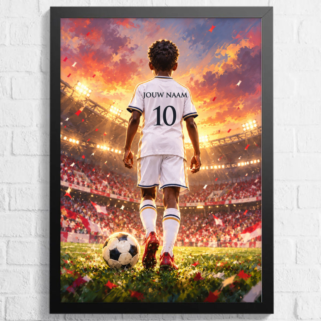 Aquarel voetbalposter, afbeelding Jongen B