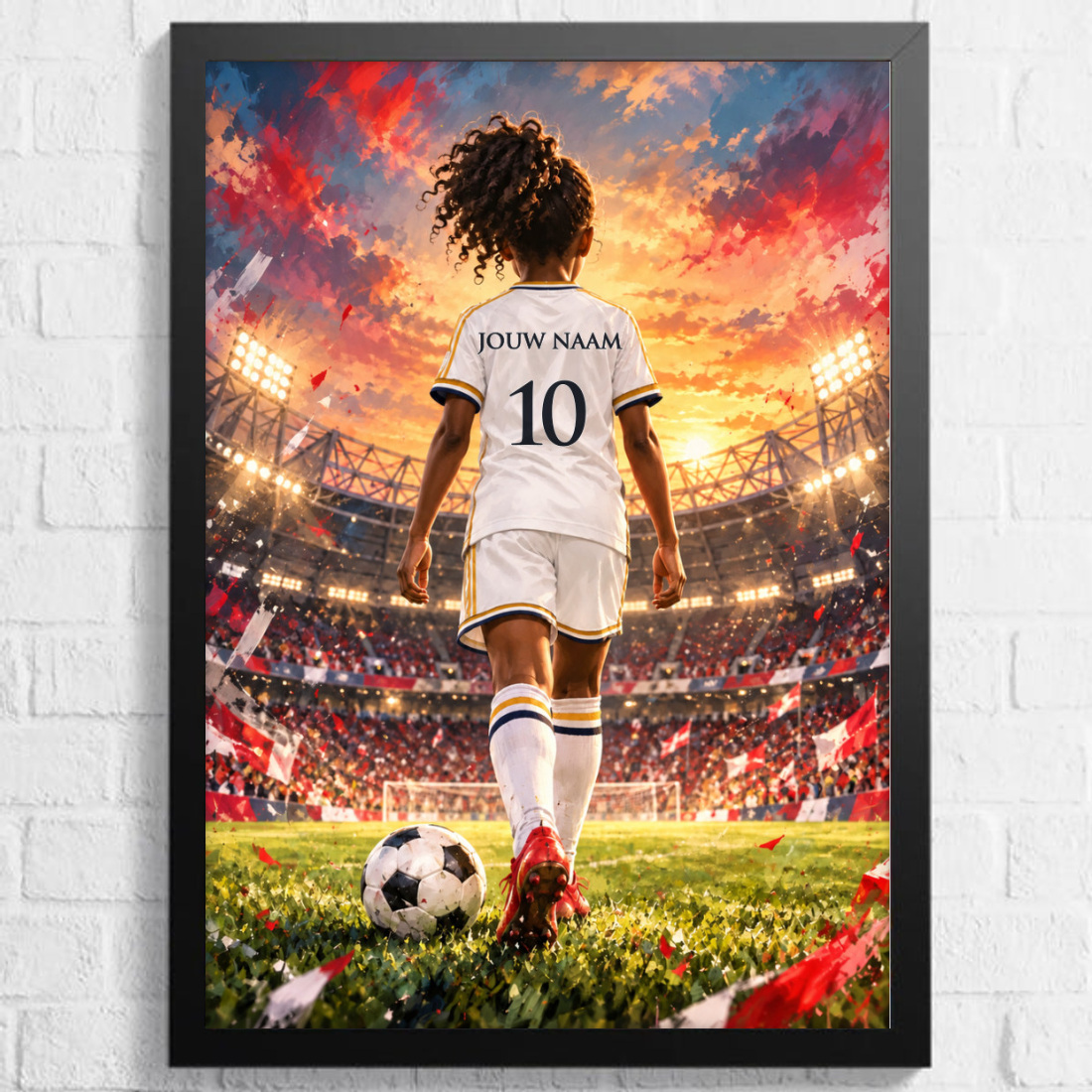 Aquarel voetbalposter, afbeelding Meisje A