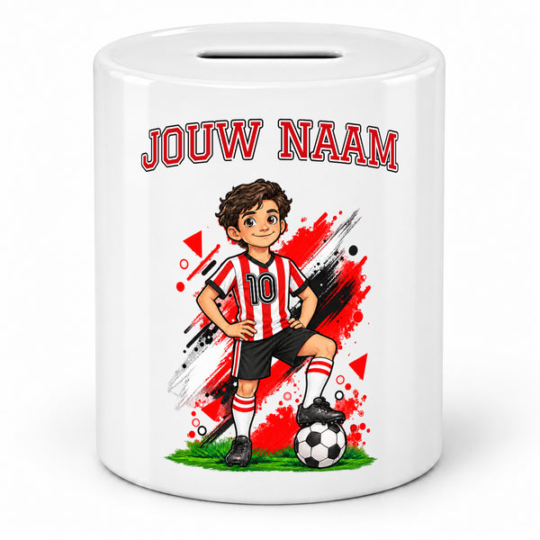 Kampioen Voetbal Spaarpot - Gepersonaliseerd met naam en nummer – gepersonaliseerd voetbalcadeau