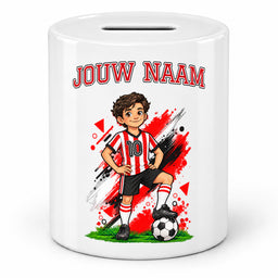 Voetbal Spaarpot - Gepersonaliseerd met naam en nummer – gepersonaliseerd voetbalcadeau