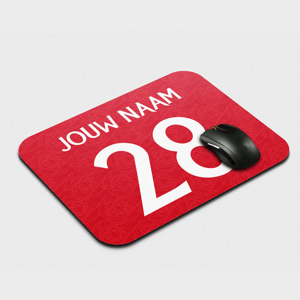 United Voetbal muismat - Gepersonaliseerd met naam en nummer – gepersonaliseerd voetbalcadeau
