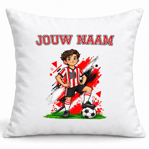 Kampioen Voetbal Kussen - Gepersonaliseerd met naam en nummer – gepersonaliseerd voetbalcadeau