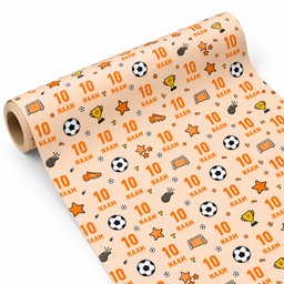 Inpakpapier Voetbal  Oranje - Gepersonaliseerd met Naam – gepersonaliseerd voetbalcadeau