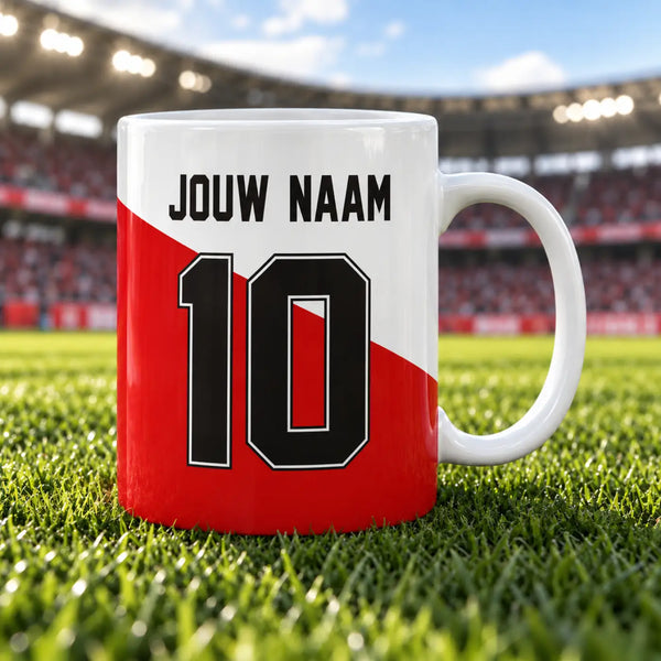 Twaalfde man Voetbalmok Gepersonaliseerd met naam en nummer – gepersonaliseerd voetbalcadeau