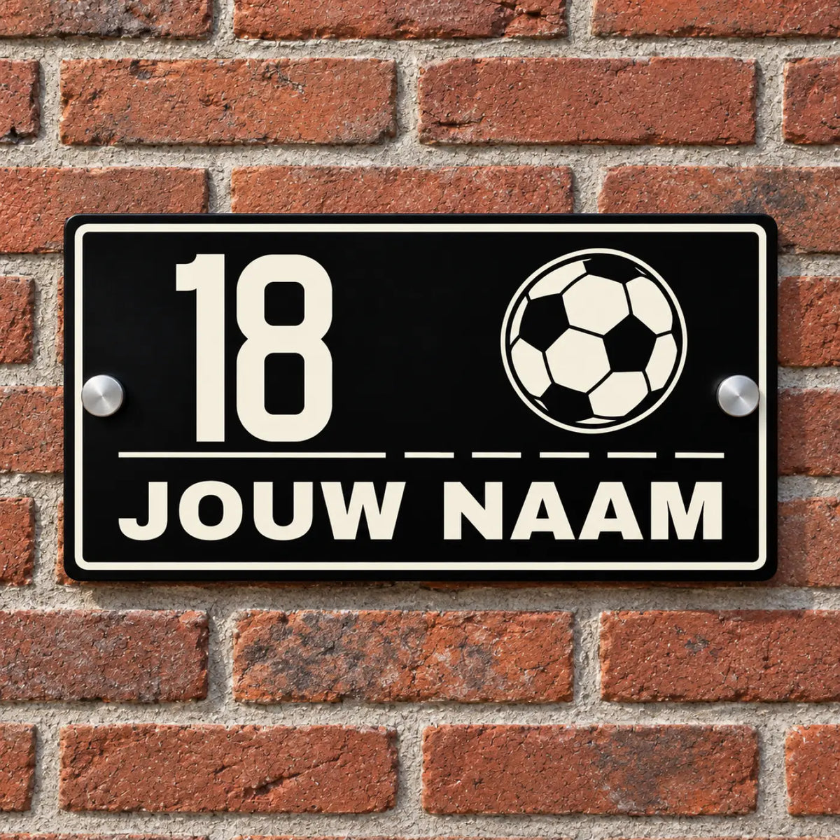 Naambordje Voordeur - Large met Bal – gepersonaliseerd voetbalcadeau