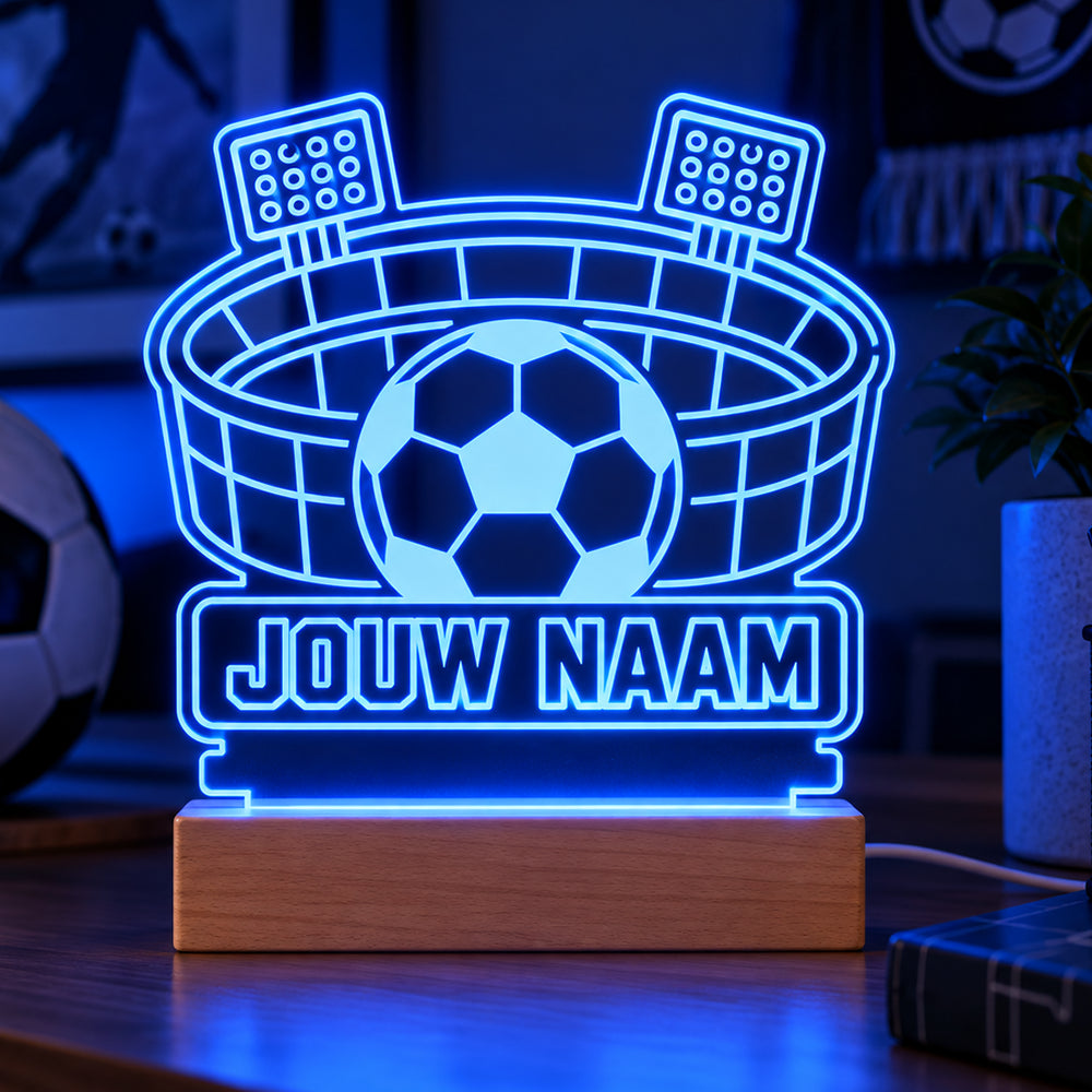 Voetbal LED Lamp met Naam - Stadion – gepersonaliseerd voetbalcadeau