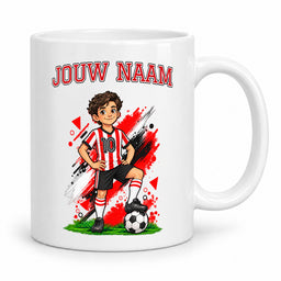 Voetbalmok met voetballer - Gepersonaliseerd met naam en nummer – foto 2 van 4