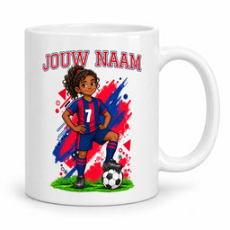 Voetbalmok met voetballer - Gepersonaliseerd met naam en nummer – foto 4 van 4