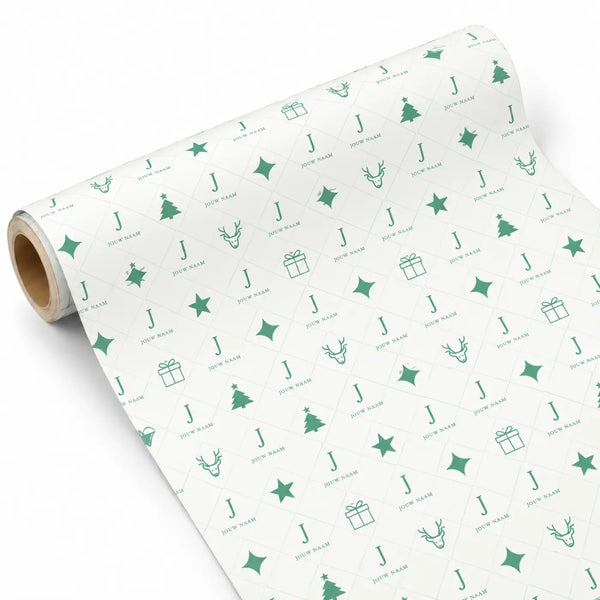 Inpakpapier Kerst Groen - Gepersonaliseerd met Naam – gepersonaliseerd voetbalcadeau