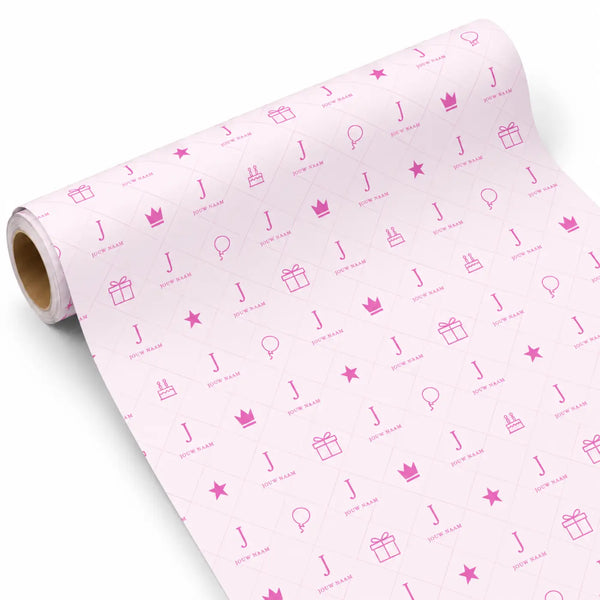 Inpakpapier Feest Roze - Gepersonaliseerd met Naam – gepersonaliseerd voetbalcadeau