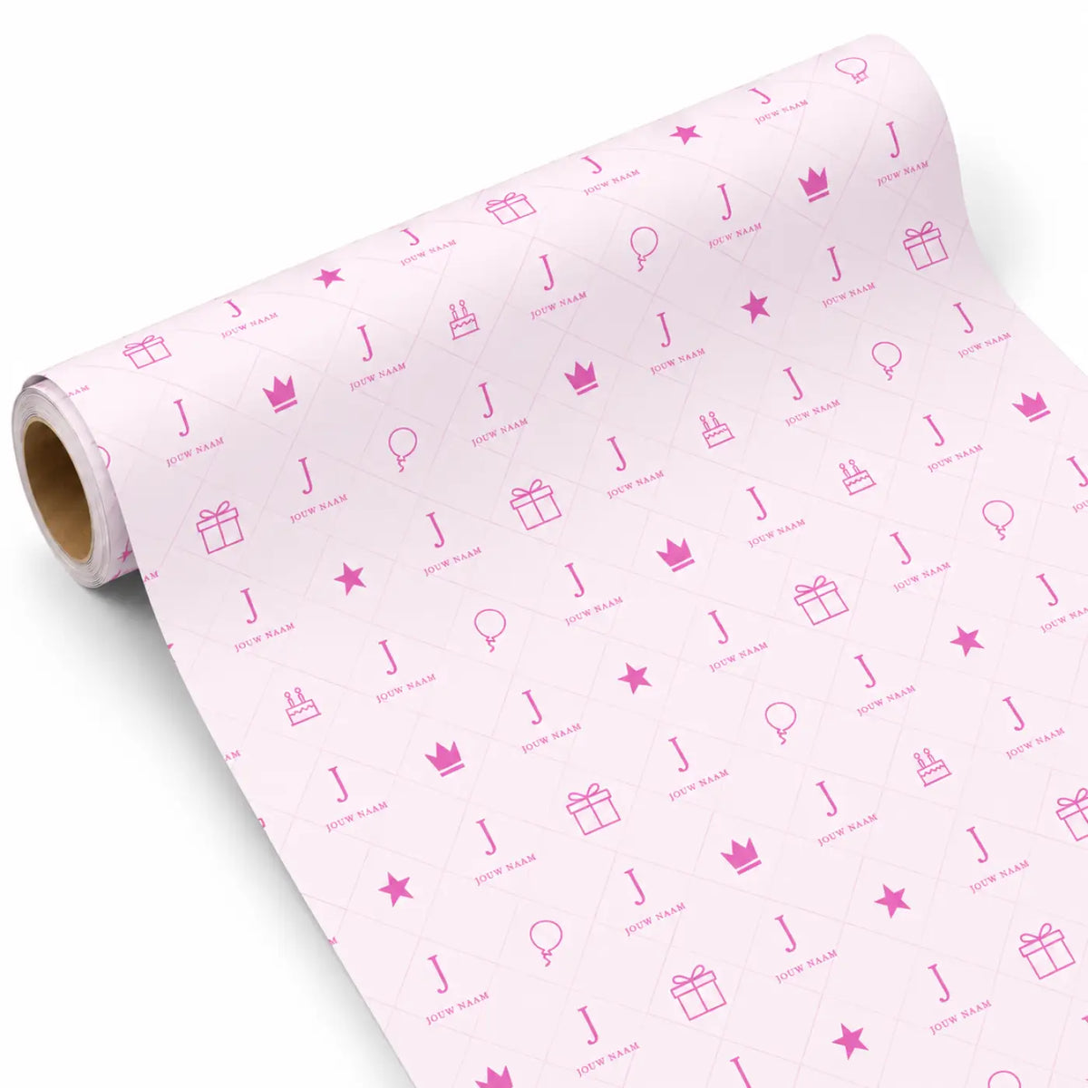 Inpakpapier Feest Roze - Gepersonaliseerd met Naam – gepersonaliseerd voetbalcadeau