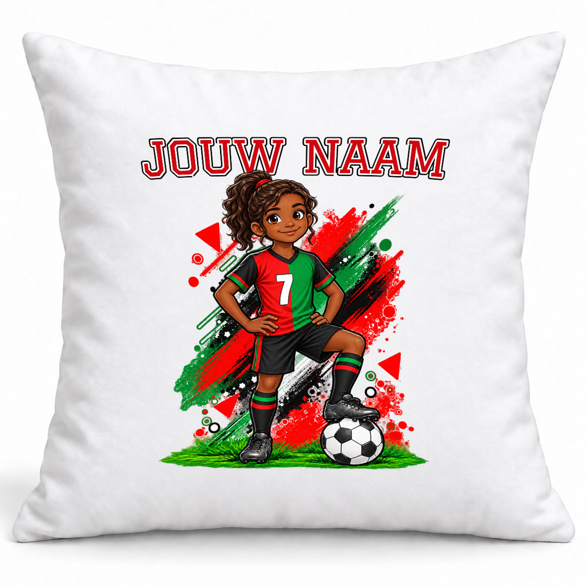 Voetbal Kussen - Gepersonaliseerd met naam en nummer – gepersonaliseerd voetbalcadeau
