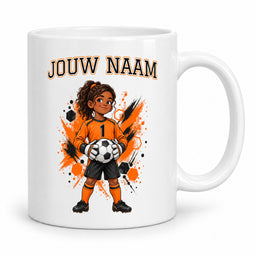 Voetbalmok met voetballer - Gepersonaliseerd met naam en nummer – foto 4 van 4