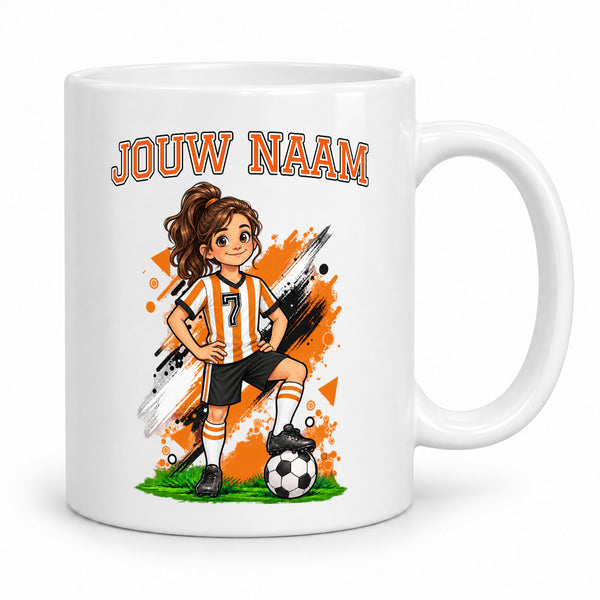 HolLand Voetbalmok met Voetballer - Gepersonaliseerd met naam en nummer – gepersonaliseerd voetbalcadeau