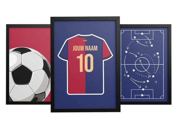 Barcelona Voetbalposter - Gepersonaliseerd met naam en nummer – gepersonaliseerd voetbalcadeau