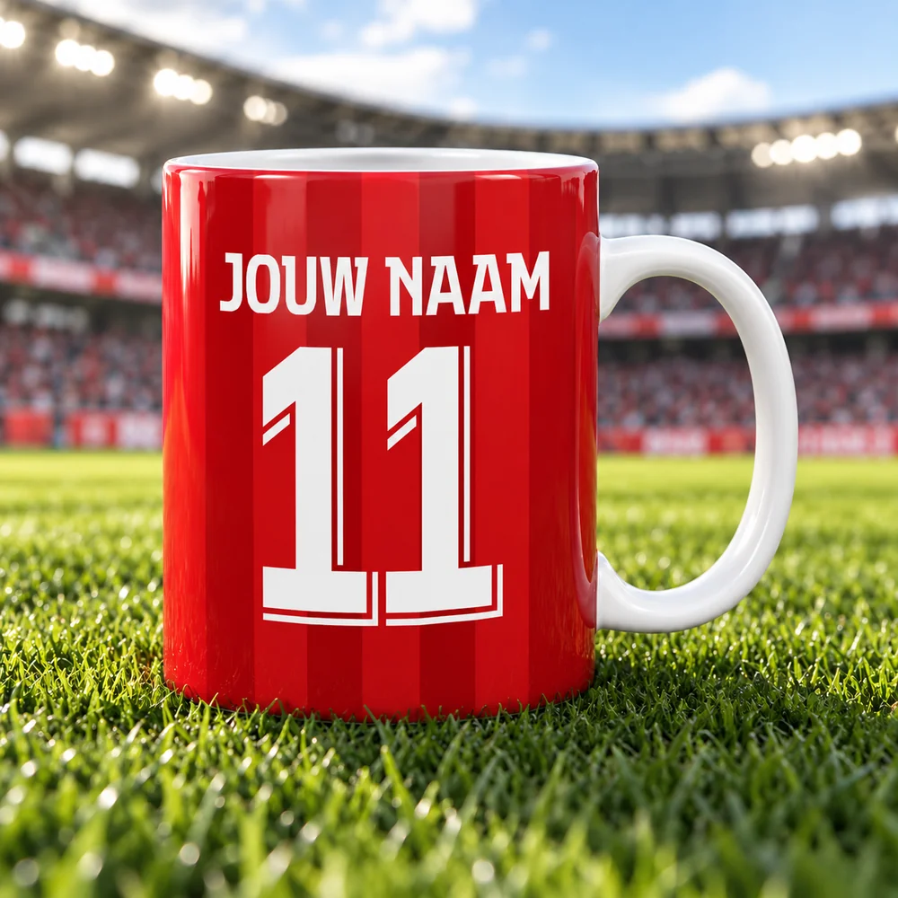 Voetbalmok - Gepersonaliseerd met naam en nummer – gepersonaliseerd voetbalcadeau