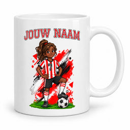 Voetbalmok met voetballer - Gepersonaliseerd met naam en nummer – foto 4 van 4